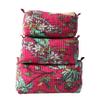 Set of 3 Pieces Toiletry Bag, Cotton Quilted Wash Bags, Toiletry Bags, Block Printed Floral Design Makeup Pouch Zipper Bag, Cosmetic Bag view 1