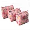 Jaipuri Cotton Bag, Set of 3 Pieces Toiletry Bag Storage, Quilted Wash Bag, Handmade Floral Print Cosmetic Organizer, Hand Block Travel bag, view 3