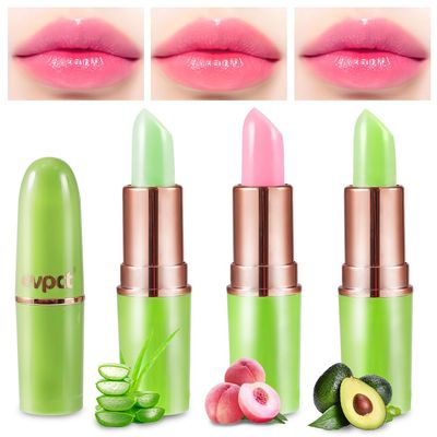 BINGBRUSH Aloe vera Color Changing Lipstick,Moisturizer Long Lasting Lip Care Magic Lip Gloss,Makeup Lipstick Set (3Pcs Aloe vera+ Peach+ Avocado Green, 3 Count (Pack of 1))