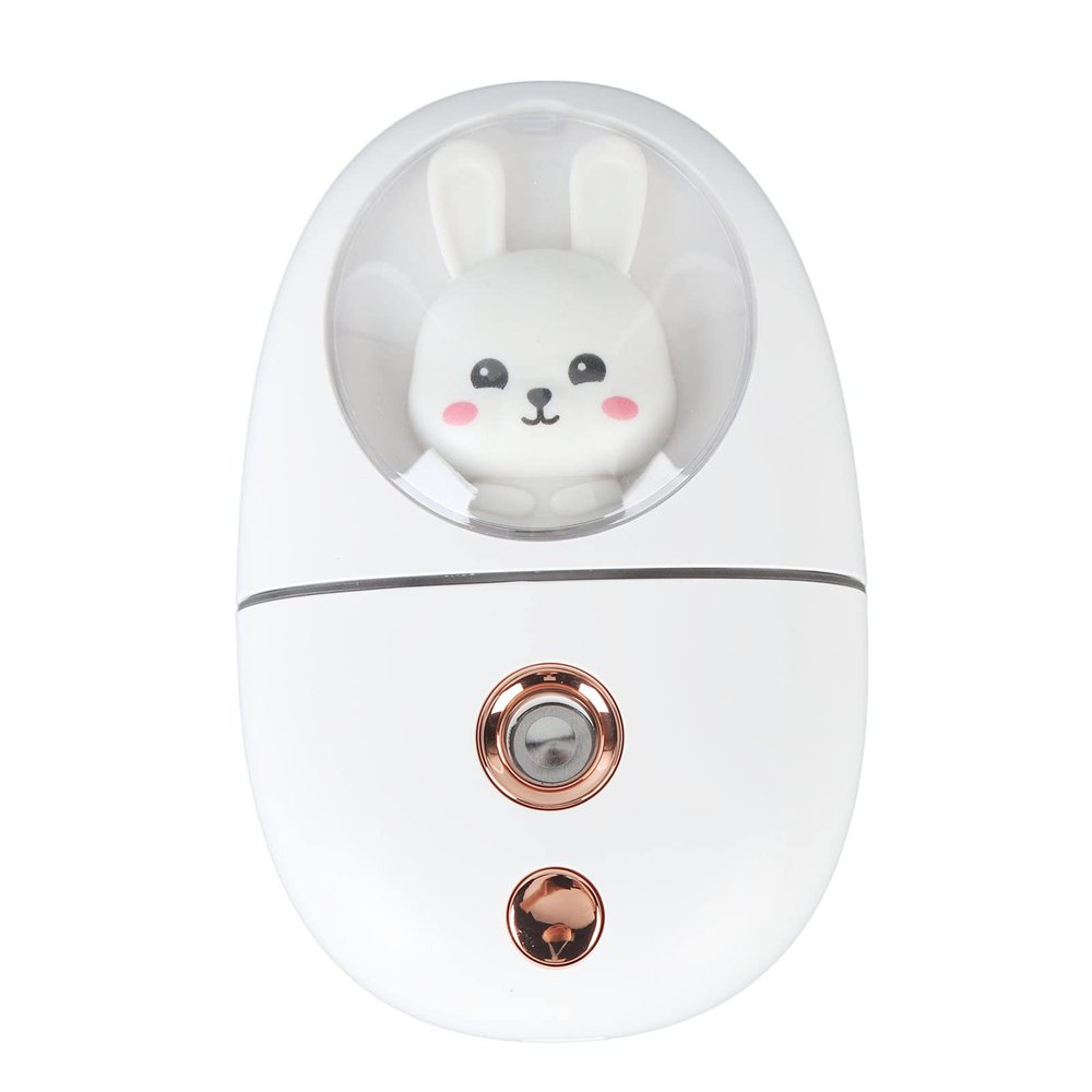 Mist Sprayer, Cute Animal Mini Face Steamer Portable Mist Sprayer Steamer for Travelling 35ml 500mah (White)