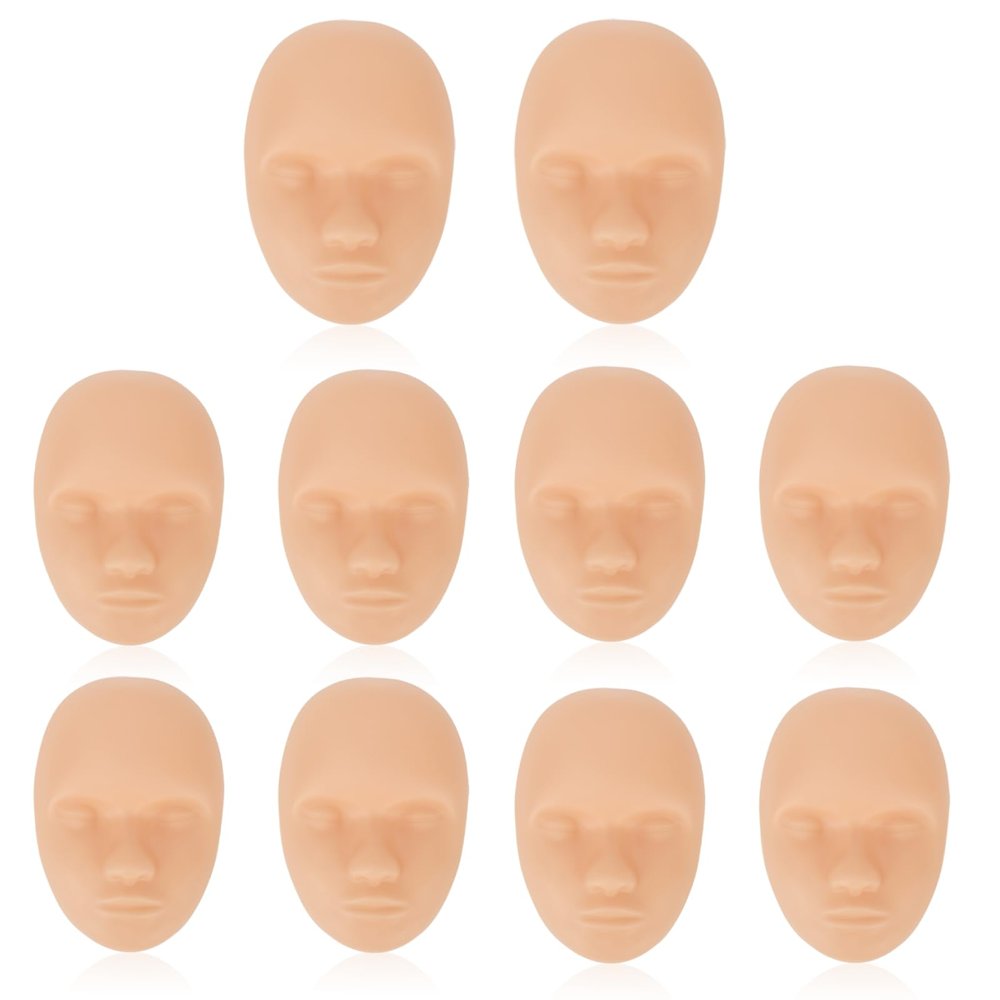 Practice Skin Head, 10pcs 3D Soft Silicone Eyebrow Lip Microblading Tattooing Skin for Beginners Training