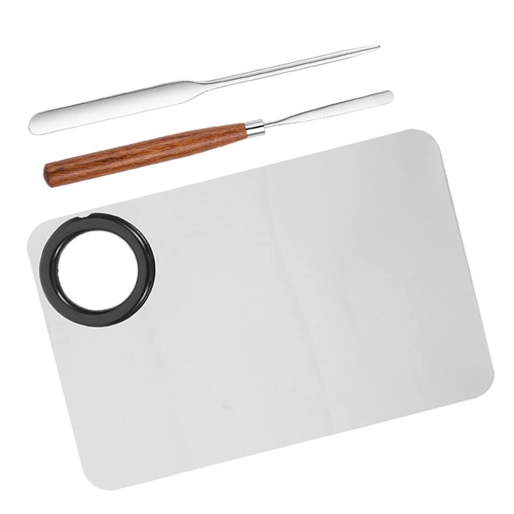 Beaupretty 1set Makeup Foundation Mixing Plate with Spatula Lightweight and Compact Paint Pallet for Pigment Blending and Makeup Application