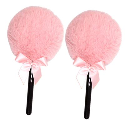 FOMIYES 2pcs Makeup Powder Puff Fluffy Face Powder Puff Handle Makeup Setting Pads