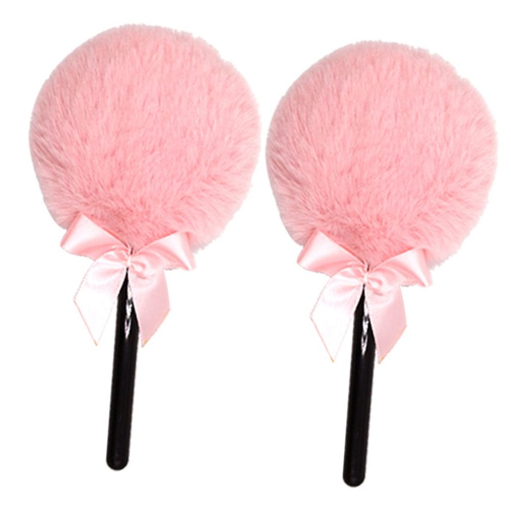 FOMIYES 2pcs Makeup Powder Puff Fluffy Face Powder Puff Handle Makeup Setting Pads