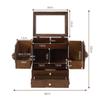 Vijian Vintage Wooden Makeup Organizer With Mirror, Dustproof Cabinet, Brown view 2