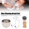 3 in 1 Shave Brush Holder Soap Bowl Kit, Multifunctional Men Beard Brush Set for Home Salon, Easy Using Beard Grooming Brush with Comfortable Handle, Practical Gift for Dad Male Feiend view 2