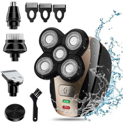 The Perfect Part 5-in-1 Rotary Electric Razor Bald Head Shaver | 4D Rechargeable and Cordless Beard Trimmer | Includes Skull Shaver, Clippers, Nose Hair Trimmer, Face Scrubber & Facial Cleansing Brush