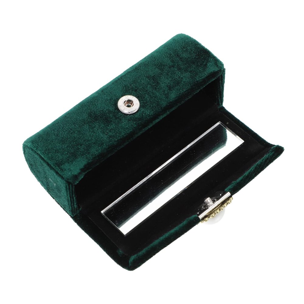 FRCOLOR Elegant Lipstick Case Makeup Organizer with Mirror Vintage Style Lipstick Holder
