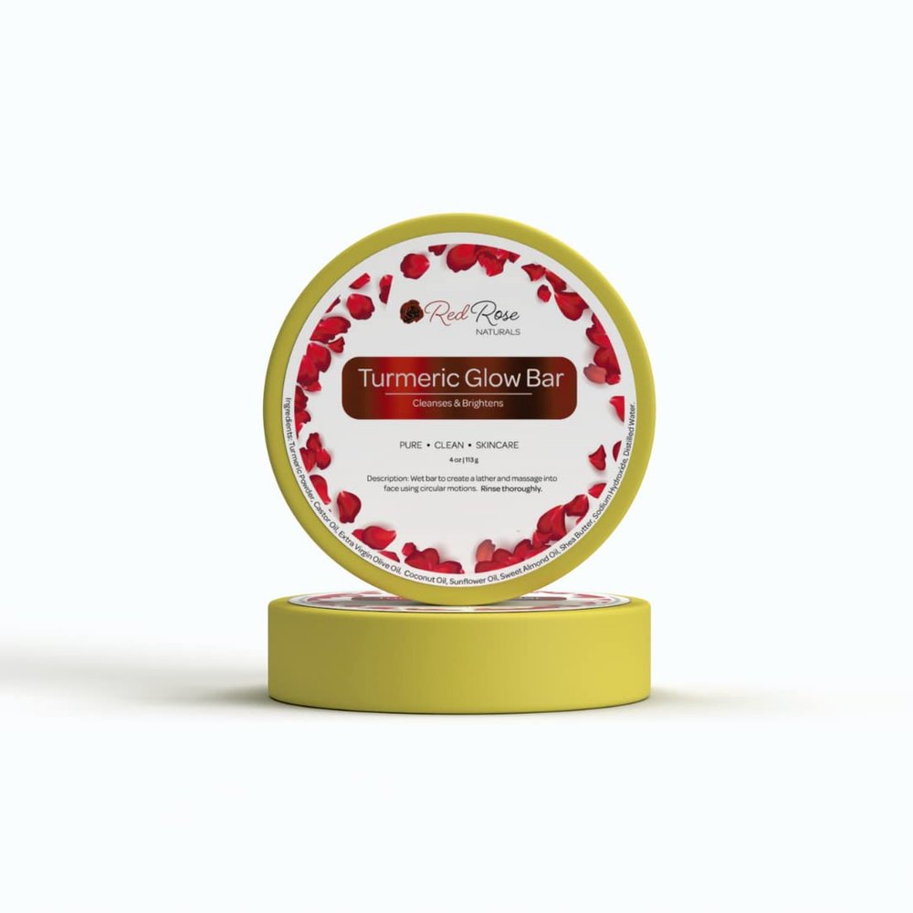 Red Rose Naturals Turmeric Soap Bar for Radiant Skin, Face and Body Glow Bar, Made with Natural Ingredients, Cleansing Soap, Sensitive Skin Friendly, Vegan 4 oz.