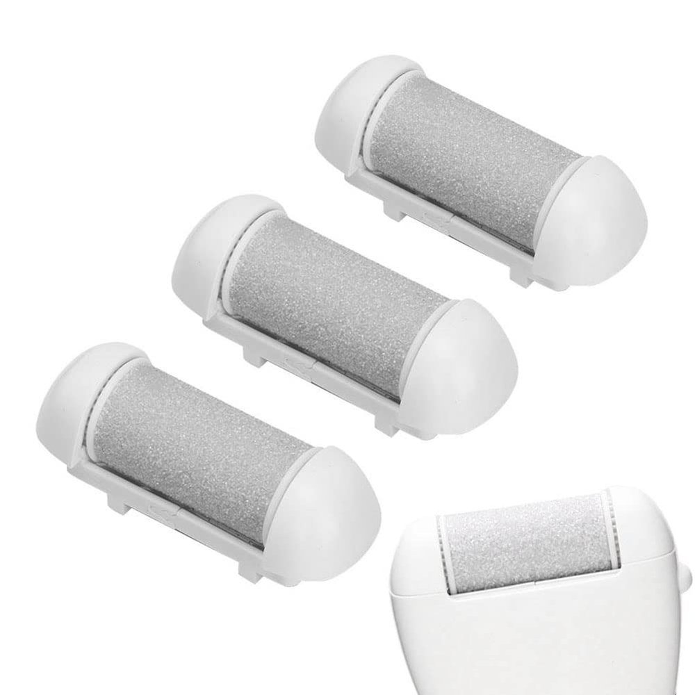 3 Coarse Replacement Roller Head for Electric Callus Remover Foot File Pedicure Tools for Feet Callus Shaver Pedicure Kit for Cracked Heels and Dead Skin (3 Medium/Regular Coarse, Grey