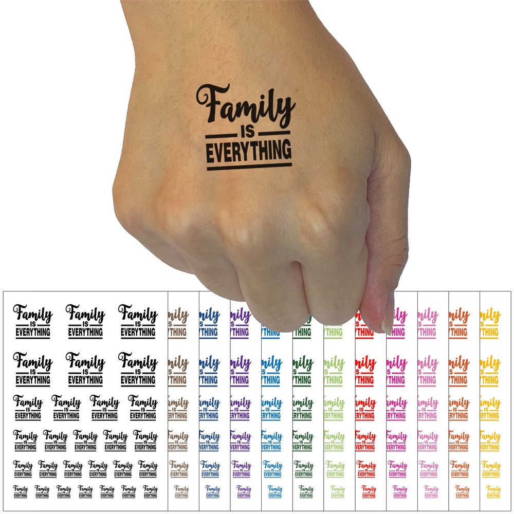 Family is Everything Temporary Tattoo Water Resistant Fake Body Art Set Collection - Light Green (One Sheet)