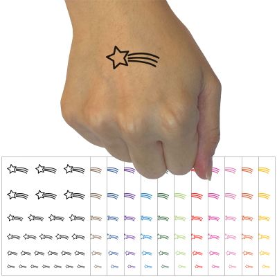 Shooting Star Temporary Tattoo Water Resistant Fake Body Art Set Collection - Orange (One Sheet)