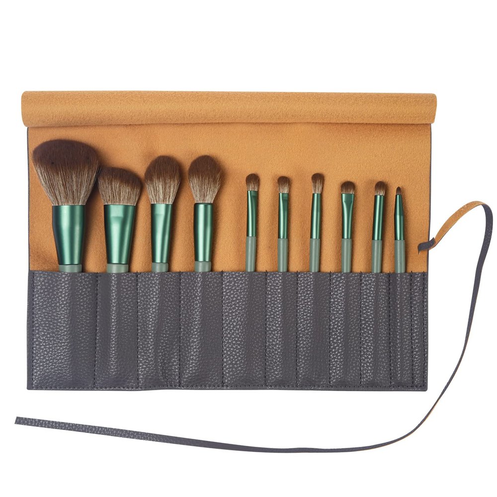 Bird&Fish Makeup Brush Case Travel, makeup brush bagsilicone case roll up bag,Rolling Bag Storage Case PU Leather,Holder Organizer Brushes Pouch Cosmetic Bag for Travel(New Dark Gray)
