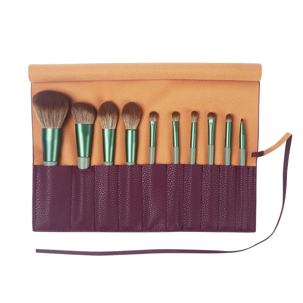 Bird&Fish Makeup Brush Case Travel, makeup brush bagsilicone case roll up bag,Rolling Bag Storage Case PU Leather,Holder Organizer Brushes Pouch Cosmetic Bag for Travel (New Crimson)