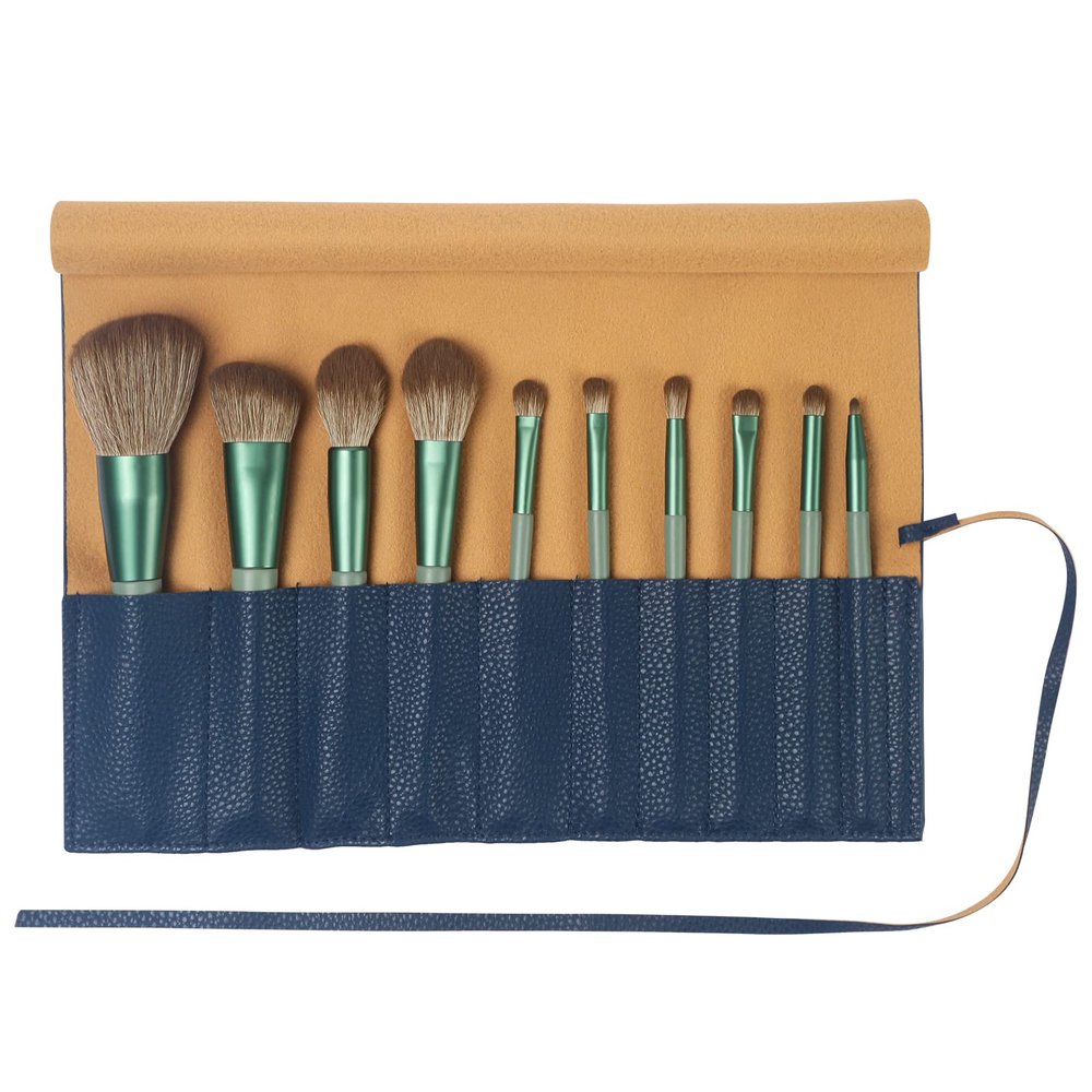 Bird&Fish Makeup Brush Case Travel, makeup brush bagcase roll up bag,Rolling Bag Storage silicone Case PU Leather,Holder Organizer Brushes Pouch Cosmetic Bag for Travel (New Dark Blue)