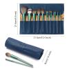 Bird&Fish Makeup Brush Case Travel, makeup brush bagcase roll up bag,Rolling Bag Storage silicone Case PU Leather,Holder Organizer Brushes Pouch Cosmetic Bag for Travel (New Dark Blue) view 4