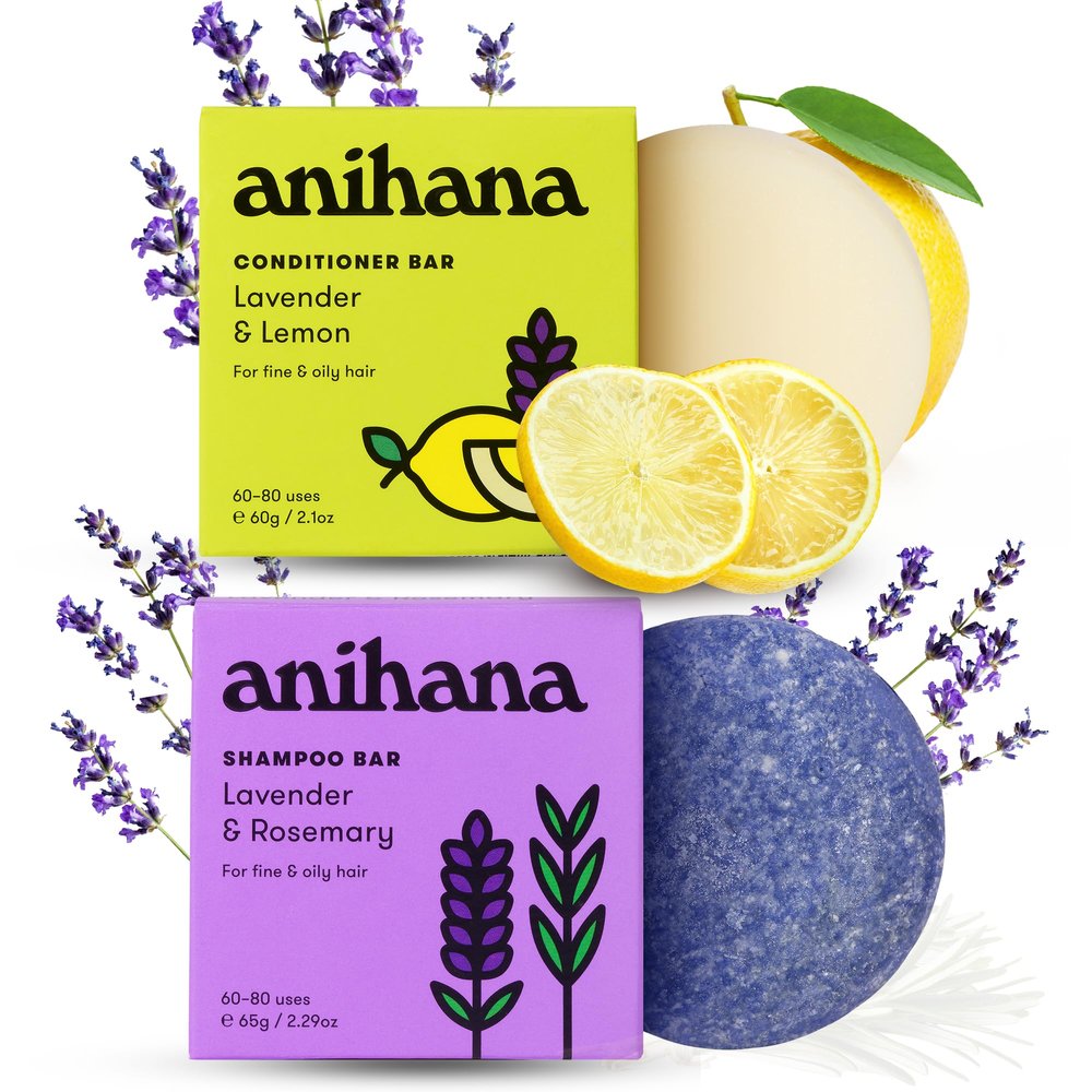 ANIHANA Shampoo and Conditioner Bars for Thin Fine Oily Hair, Gives Hair Volume & Body, Natural Healthy Look and Shine, Paraben Free