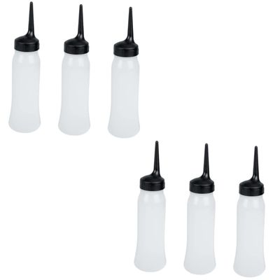 minkissy 6pcs Hair Dye Applicator Bottles Angled Tip Refillable Containers for Salon Hair Coloring and Scalp Treatment for Oils Lotions
