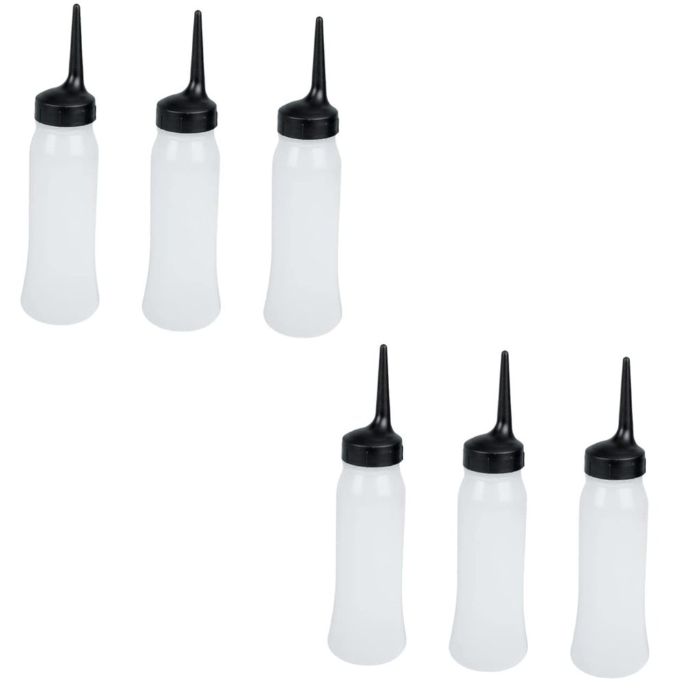 minkissy 6pcs Hair Dye Applicator Bottles Angled Tip Refillable Containers for Salon Hair Coloring and Scalp Treatment for Oils Lotions
