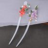 2 Pcs 7inch Rabithenn Chinese Style Hair Sticks Peach and Flower Retro Hanfu Decor with Tassel Handmade Hairpin Hair Accessories for Women Long Hair (Flower C) view 3