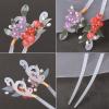2 Pcs 7inch Rabithenn Chinese Style Hair Sticks Peach and Flower Retro Hanfu Decor with Tassel Handmade Hairpin Hair Accessories for Women Long Hair (Flower C) view 4