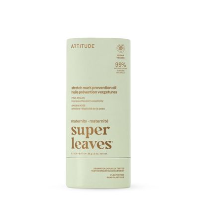ATTITUDE Plastic-Free Pregnancy Stretch Mark Prevention Oil, EWG Verified, Dermatologically Tested, Plant and Mineral-Based, Vegan Maternity Products, Pink Argan, 3 Ounces