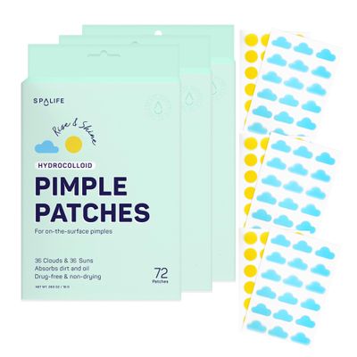 SpaLife Beauty Rise & Shine Pimple Patches  Hydrocolloid Formula for Acne, Spots, Redness, and Oiliness 216 Patches: 108 Clouds & Suns  Acne Patches  Spot Treatment  Hydrocolloid  Zit Patches