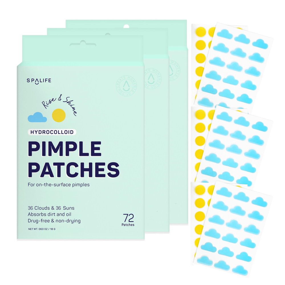 SpaLife Beauty Rise & Shine Pimple Patches  Hydrocolloid Formula for Acne, Spots, Redness, and Oiliness 216 Patches: 108 Clouds & Suns  Acne Patches  Spot Treatment  Hydrocolloid  Zit Patches