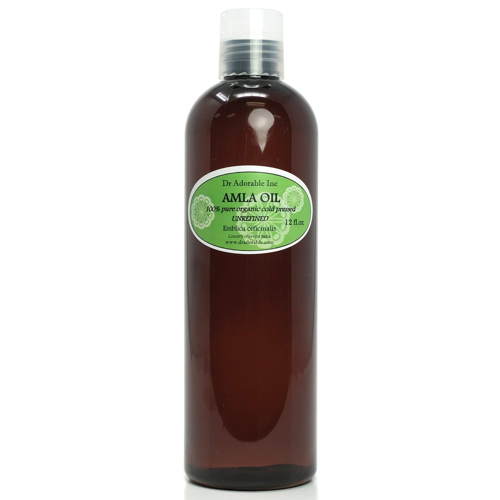 Dr Adorable - 12 oz - Organic AMLA OIL UNREFINED - 100% Pure Cold Pressed Extra Virgin for Healthy Hair and Moisturized Scalp