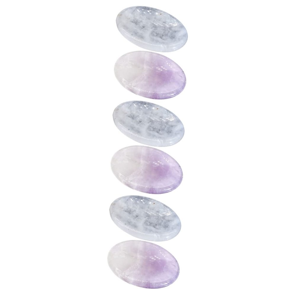 GLEAVI 6pcs Natural Crystal Scraping Massage Plates for Relief Body and Facial Massaging Ergonomic Design Smooth Edges Includes and Crystals