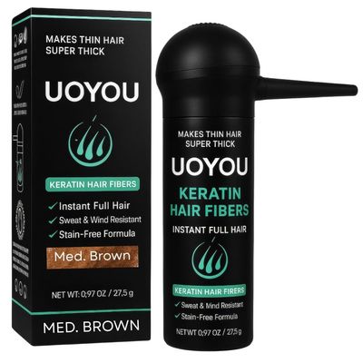MEDIUM BROWN Hair Fibers for Thinning Hair 27.5g Bottle with Applicator | Natural Keratin Hair Fibers Concealer for Hair Loss for Men and Women | Hair Building Fibres Powder [MEDIUM BROWN Hair Fiber]