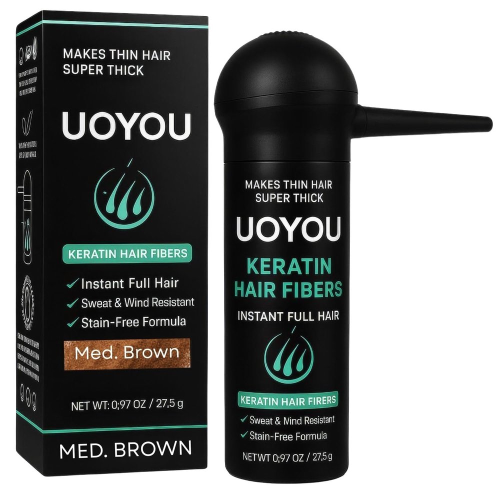 MEDIUM BROWN Hair Fibers for Thinning Hair 27.5g Bottle with Applicator | Natural Keratin Hair Fibers Concealer for Hair Loss for Men and Women | Hair Building Fibres Powder [MEDIUM BROWN Hair Fiber]
