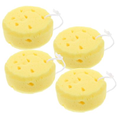 FOMIYES 4pcs Round Bath Sponge Mens Natural Body Wash Bathtub Bath Stuff Bath Loofah Sponges Body Wash Scrubber Body Wash Sponges Wash Sponges for Body Exfoliating Body Sponge
