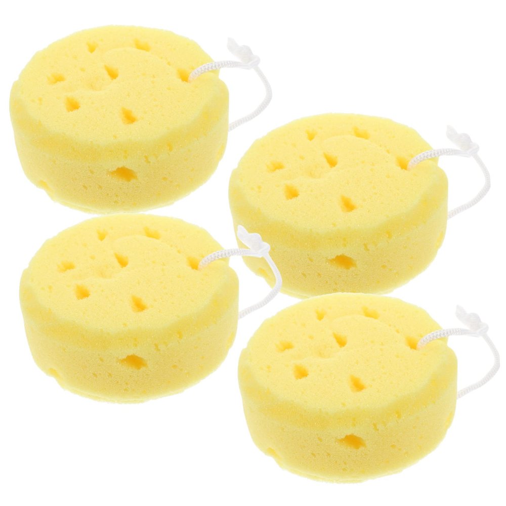 FOMIYES 4pcs Round Bath Sponge Mens Natural Body Wash Bathtub Bath Stuff Bath Loofah Sponges Body Wash Scrubber Body Wash Sponges Wash Sponges for Body Exfoliating Body Sponge