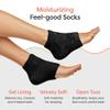 ZenToes Moisturizing Socks for Cracked Heel Treatment, Vitamin E, Olive Oil and Jojoba Oil Heel Socks, Stocking Stuffers for Women, Spa Self Care Gifts for Women (Fuzzy Black, Regular) view 3