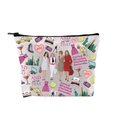 GJTIM Romantic Comedies TV Series Fans Gift Carrie Miranda Charlotte & Samantha Zipper Travel Pouch For Movie Lovers (Sex TV Pattern Bag)