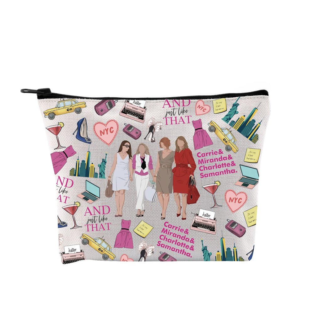 GJTIM Romantic Comedies TV Series Fans Gift Carrie Miranda Charlotte & Samantha Zipper Travel Pouch For Movie Lovers (Sex TV Pattern Bag)