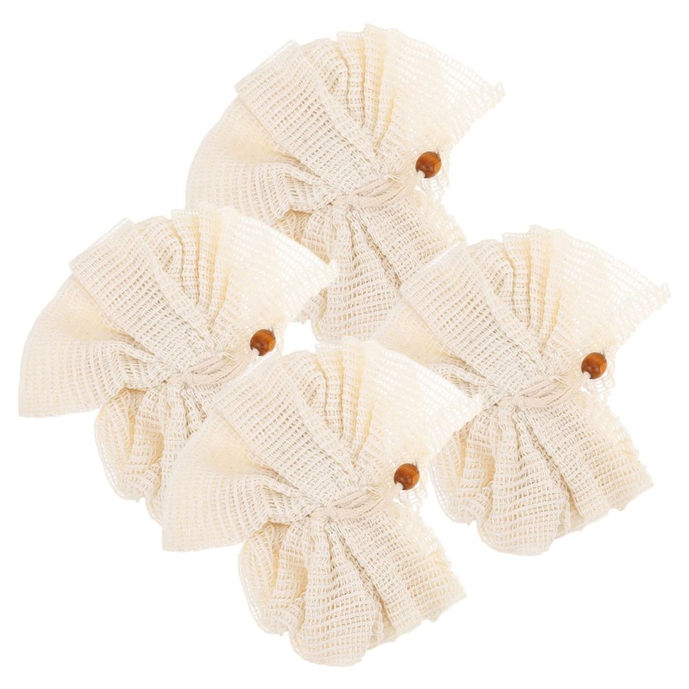 4pcs Ramie Loofah Cleaning for Household Use Cleaning Scrubber Bath Scrubber Burlap Exfoliating Body Wash Sponge Shower Loofahs Shower Accessory Flax Spa