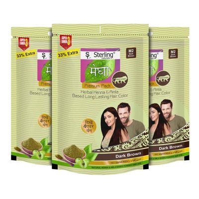 Sterling Naturals Megha Mehandi M2 (Dark Brown) - 45g (Pack Of 3)