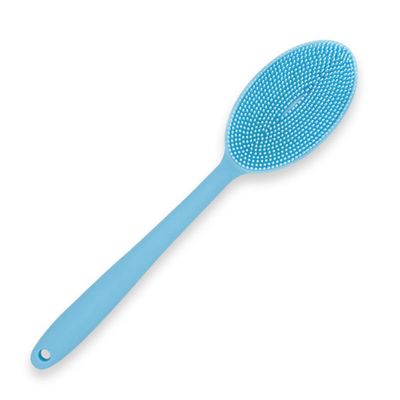 Marycan Double Sided Silicone Back Scrubber Multifunctional Bath Shower Body Exfoliating Massage Shampoo Brush with Long Handle (Color : Blue)