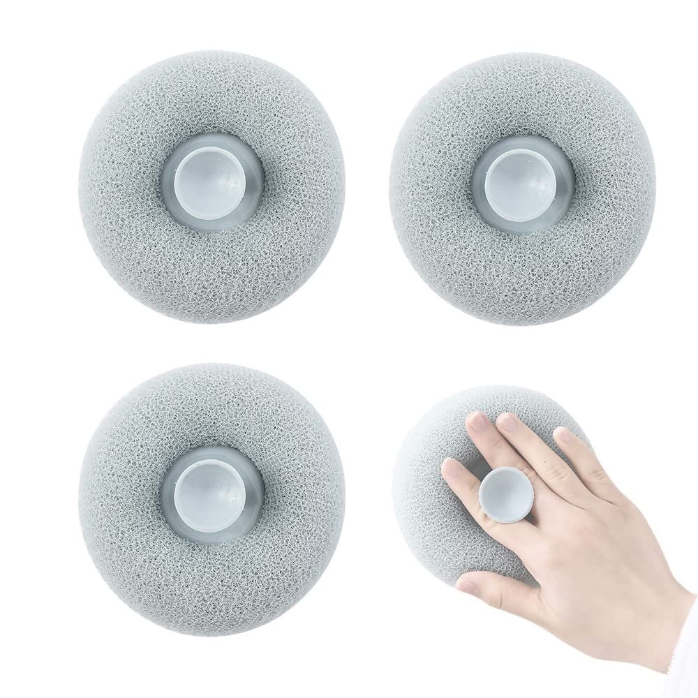 3Pcs Cute Suction Cup Scrub Artifact,Massage Bath Ball Sponge Balls Shower Cleaning Brush Puff Nylon Body Cleaner Exfoliating Scrubbers Bath Ball Bathroom Supplies (Blue)