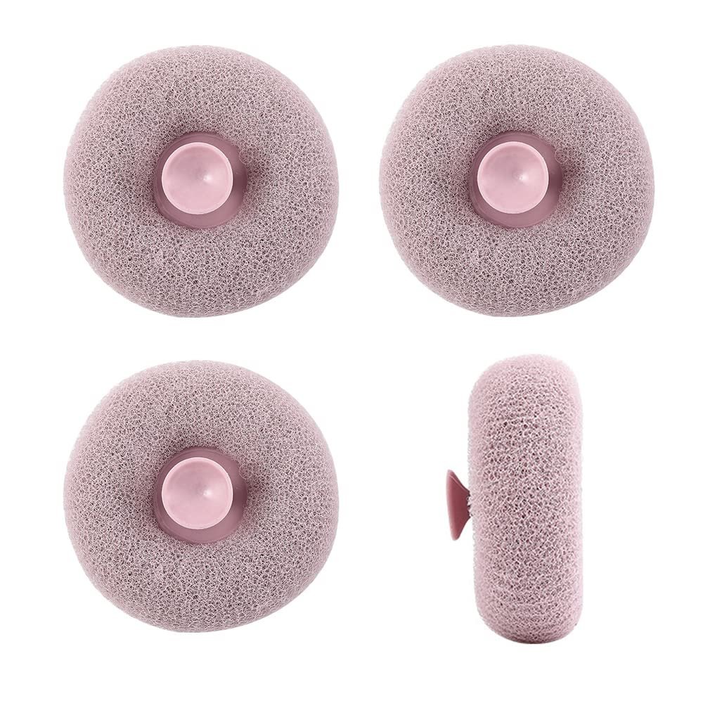 3Pcs Cute Suction Cup Scrub Artifact,Massage Bath Ball Sponge Balls Shower Cleaning Brush Puff Nylon Body Cleaner Exfoliating Scrubbers Bath Ball Bathroom Supplies (Purple)