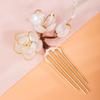 Lotus Flower with Pearl Hairpin Chinese Hanfu Style Hair Fork Retro Flower with Metal Handmade Hair Clip Hair Accessories for Women Girls Long Hair(Lotus) view 2