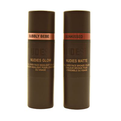 Nudestix Glowy Nude Skin Kit  Full-Size Cream Bronzer & Highlighter Stick Duo for Face, Eyes & Lips | Multi-Use Makeup for Dewy, Sun-Kissed Glow | Vegan, Cruelty-Free Clean Beauty