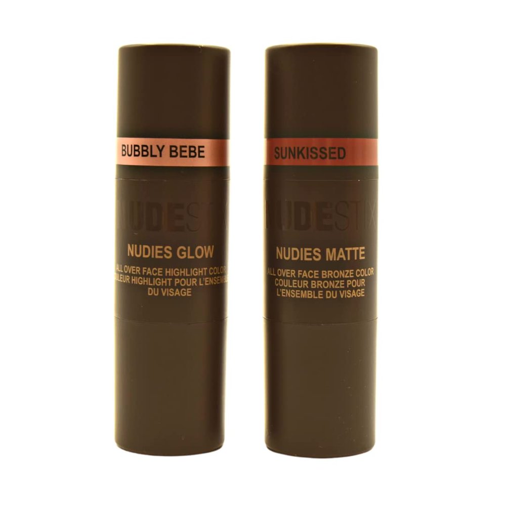 Nudestix Glowy Nude Skin Kit  Full-Size Cream Bronzer & Highlighter Stick Duo for Face, Eyes & Lips | Multi-Use Makeup for Dewy, Sun-Kissed Glow | Vegan, Cruelty-Free Clean Beauty