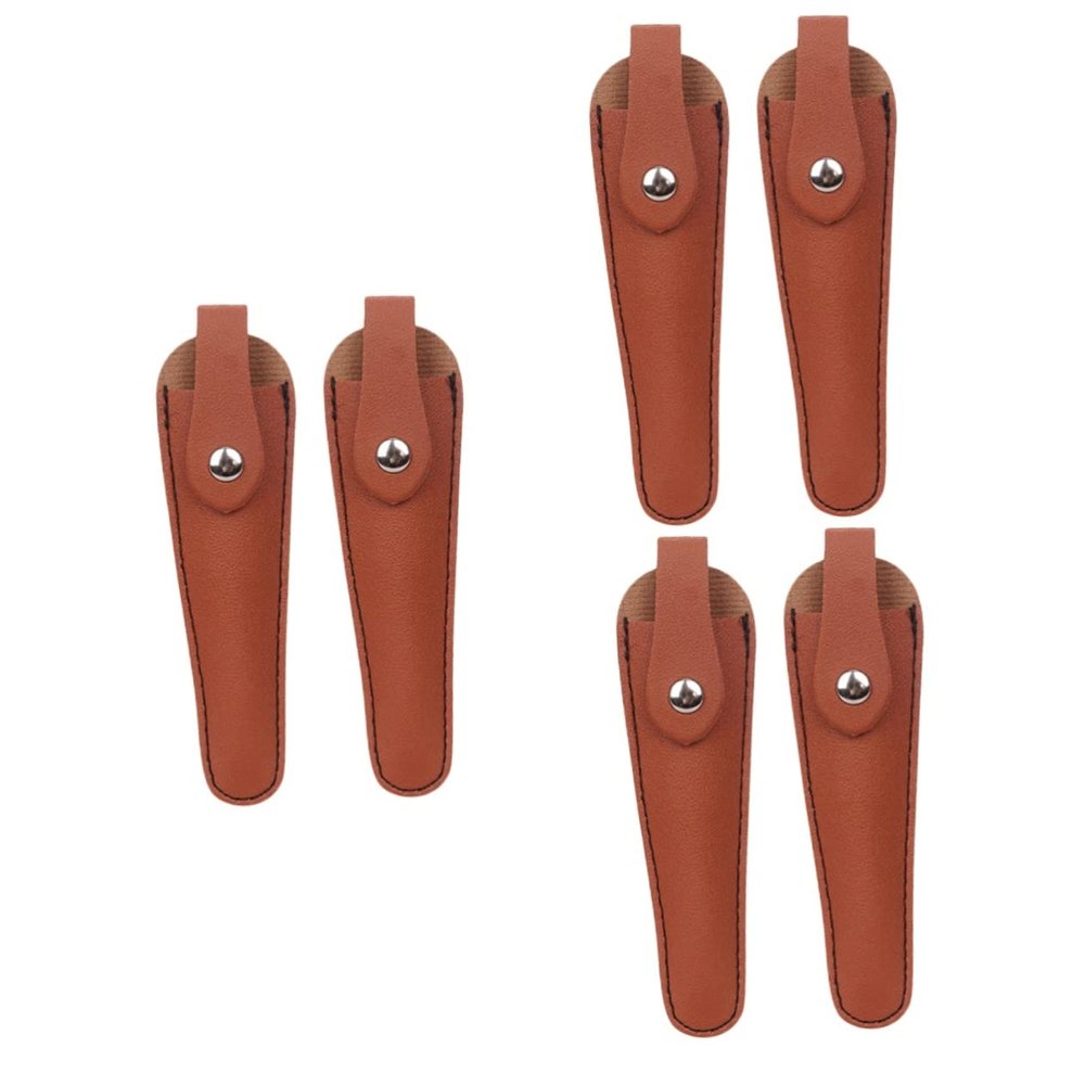 Beavorty 6pcs Pu Leather Scissor Storage Bag and Portable Hairdresser Organizer for Salon and Home Use Professional Shears Holder Protective Cover Brown