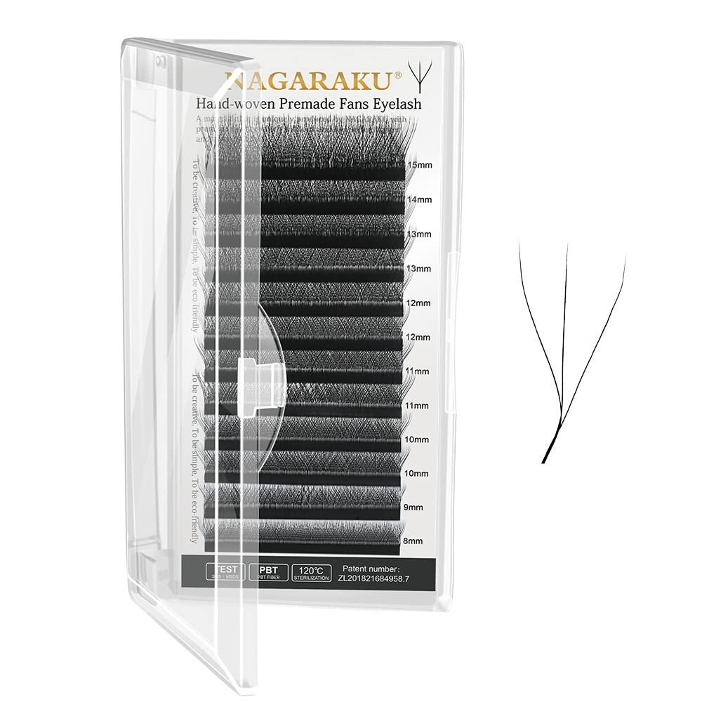 NAGARAKU W Eyelash Extension 3D Volume Premade Fan 0.07mm L curl 8-15mm mix Faux Mink Matte Black Cluster Easy Fanning yy Eye Lashes