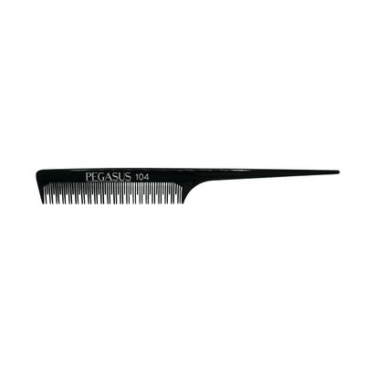 Pegasus 104, 8in Hard Rubber Rat Tail Tease Comb, Handmade, Seamless, Smooth Edges, Anti Static, Heat and Chemically Resistant, Great for Parting, Coloring Hair | Peines de goma dura - Black