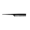 Pegasus 104, 8in Hard Rubber Rat Tail Tease Comb, Handmade, Seamless, Smooth Edges, Anti Static, Heat and Chemically Resistant, Great for Parting, Coloring Hair | Peines de goma dura - Black view 3