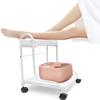 Pedicure Manicure Beauty Salon Nail Foot Bath Spa Portable Esthetician Trolley Cart for Foot Rest 3 Adjustable Height PU Cushion Funiture Massage Table Salon Supply Elitzia (White) view 1